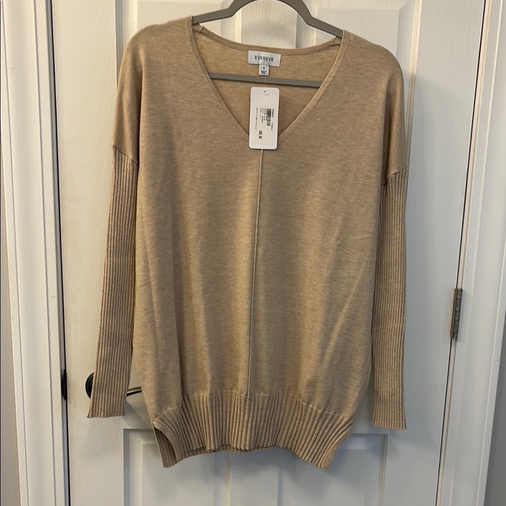 Evereve Oatmeal V-Neck Sweater